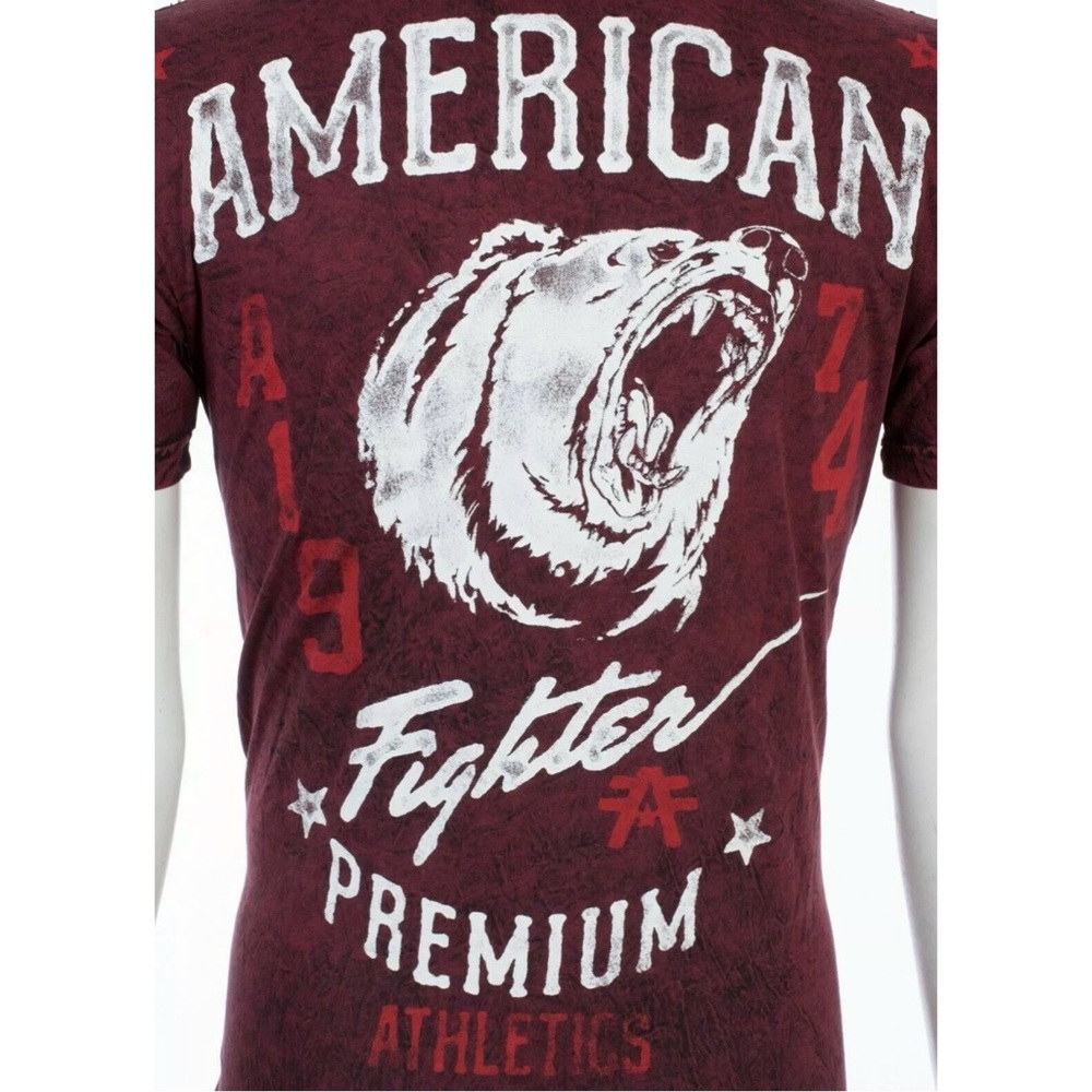 AMERICAN FIGHTER Cincinnati Burgundy Athletic Fit Mens Crewneck T-shirt L XL NWT - Picture 9 of 10